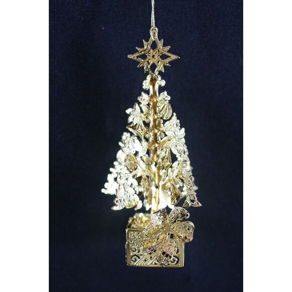 Danbury Mint 2018 Gold-Plated Filigree Christmas Tree Ornament With Gift Box & S - Picture 1 of 5